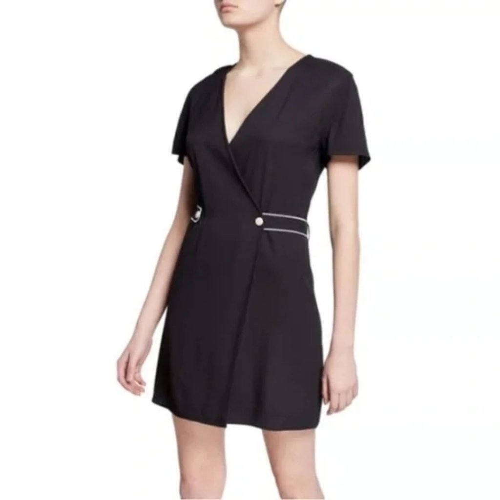Rag And Bone Tabitha Wrap Black Belted Mini Dress